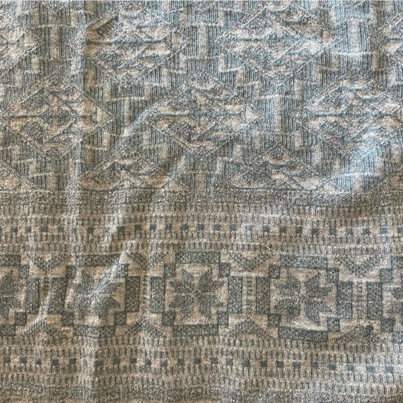 Peruvian Connection gray teal tribal Aztec print maximize skirt alpaca cotton - Picture 2 of 6